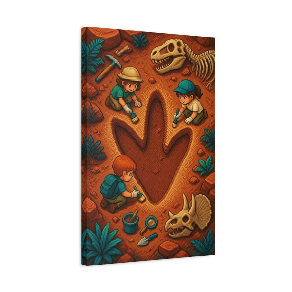 Side Mockup 3. Kids Dinosaur Dig shown as canvas print
