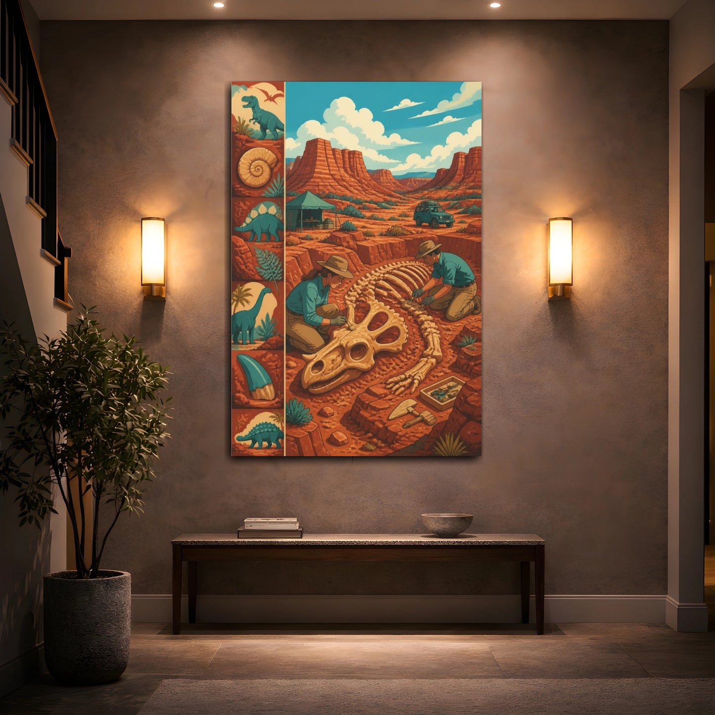 Mockup 2. Kids Dinosaur Dig shown as canvas print