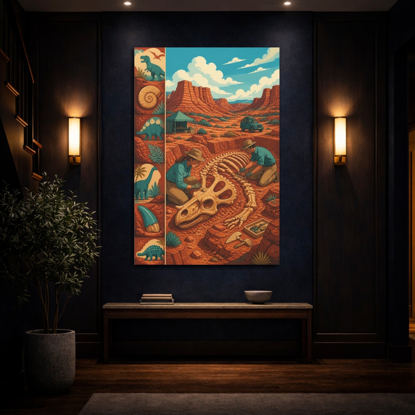 Mockup 4. Kids Dinosaur Dig shown as canvas print