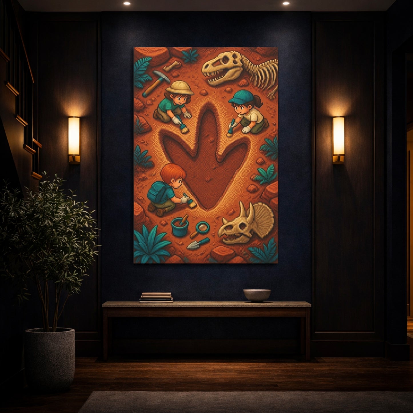 Mockup 4. Kids Dinosaur Dig shown as canvas print