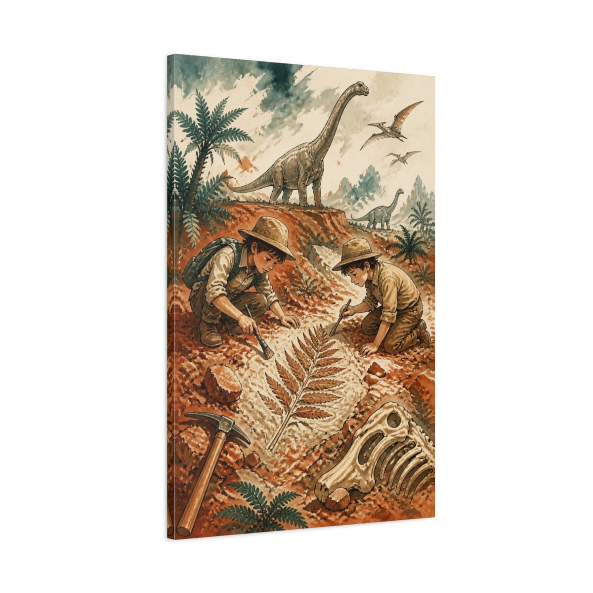 Main Mockup. Kids Dinosaur Fossil Dig shown as canvas print