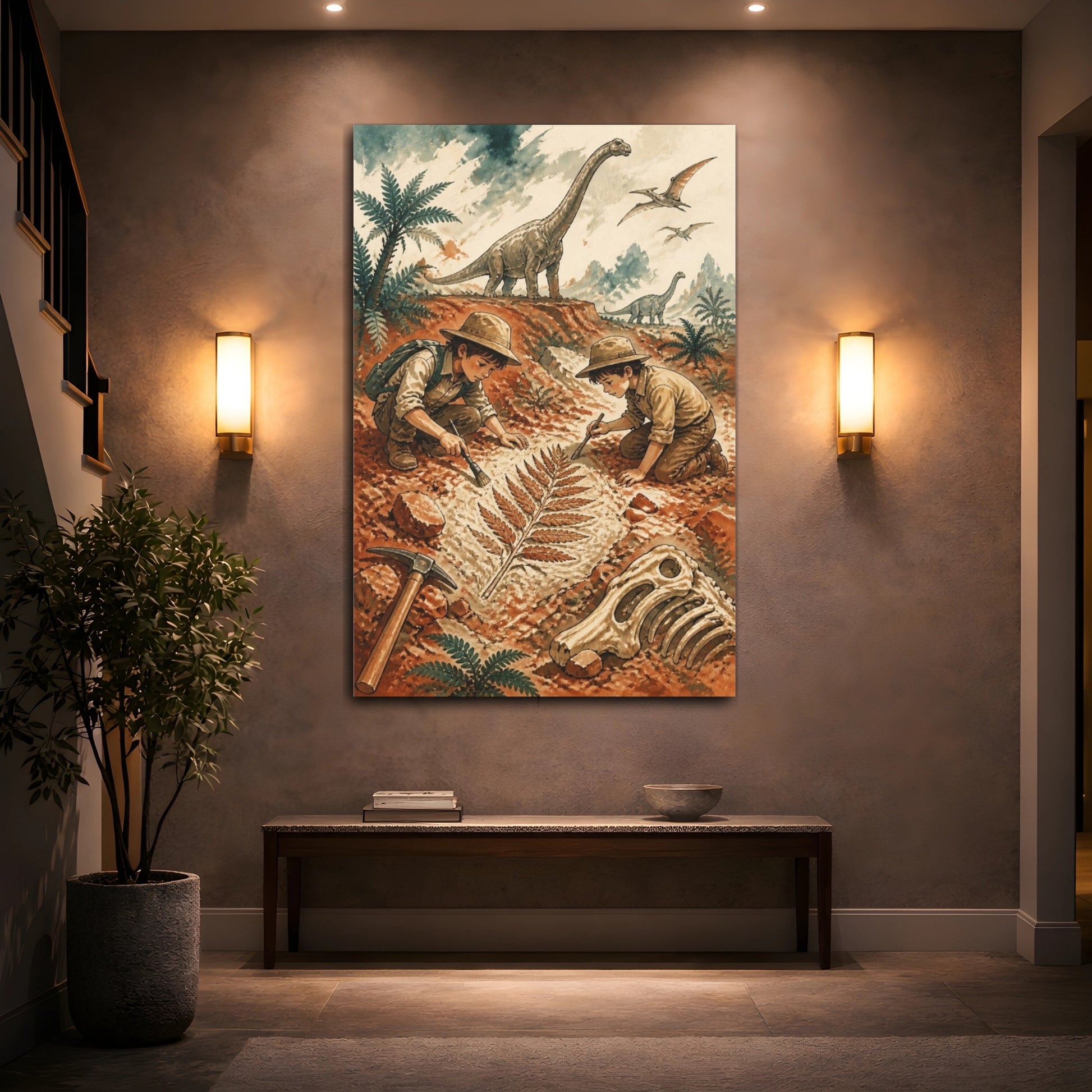 Mockup 2. Kids Dinosaur Fossil Dig shown as canvas print