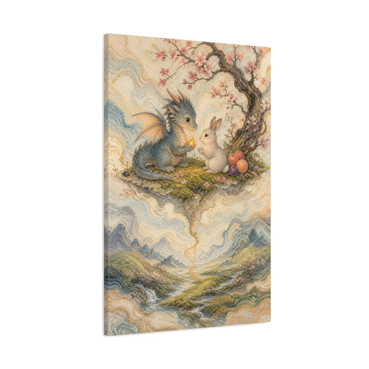 Main Mockup. Kids Dragon And Bunny shown as canvas print