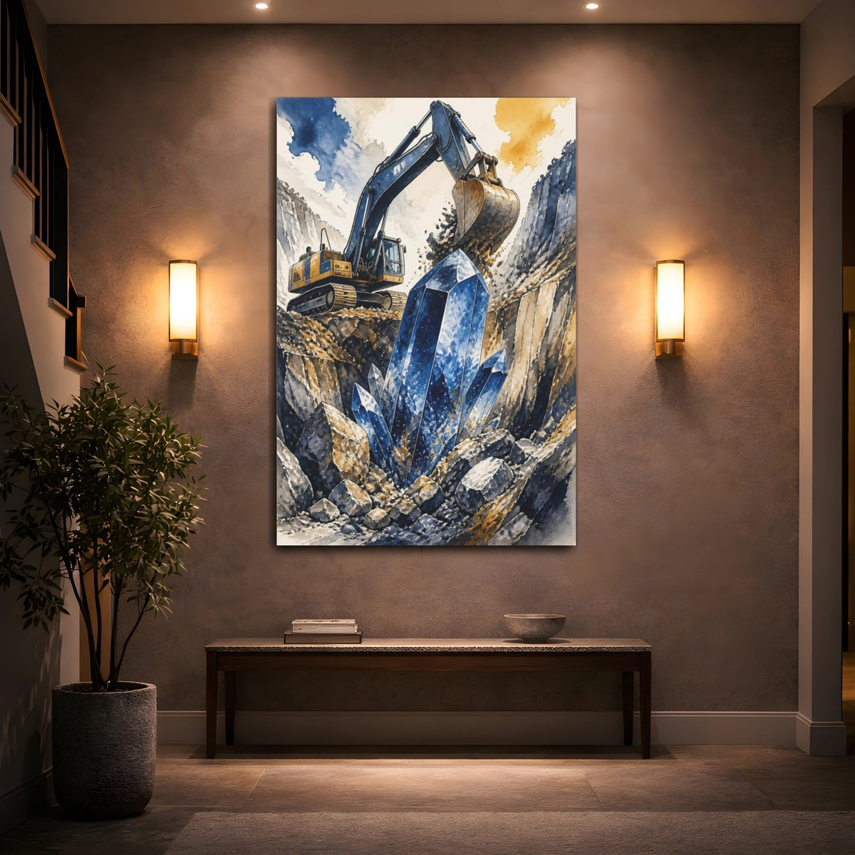 Mockup 2. Kids Excavator And Crystal shown as canvas print