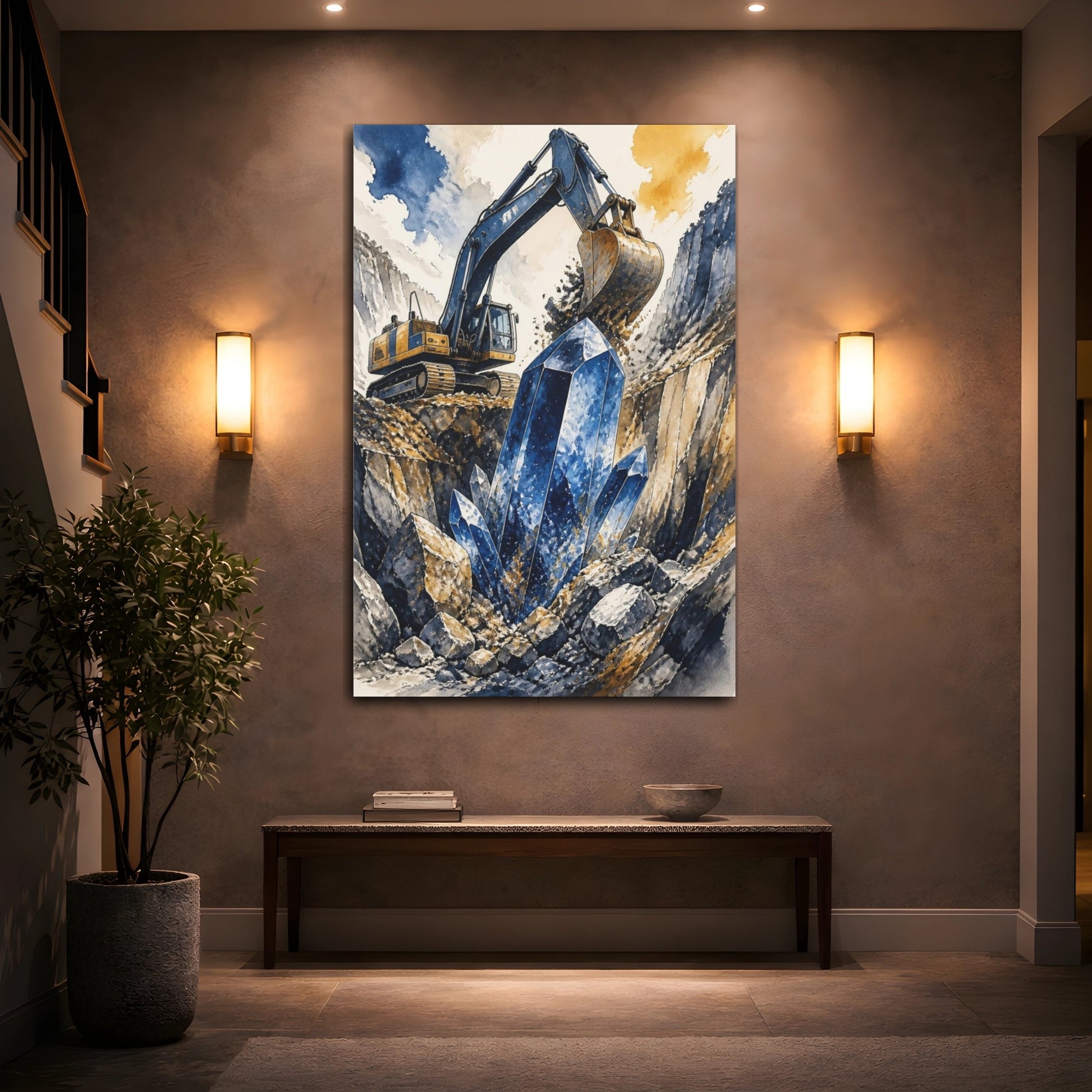 Mockup 2. Kids Excavator And Crystal shown as canvas print