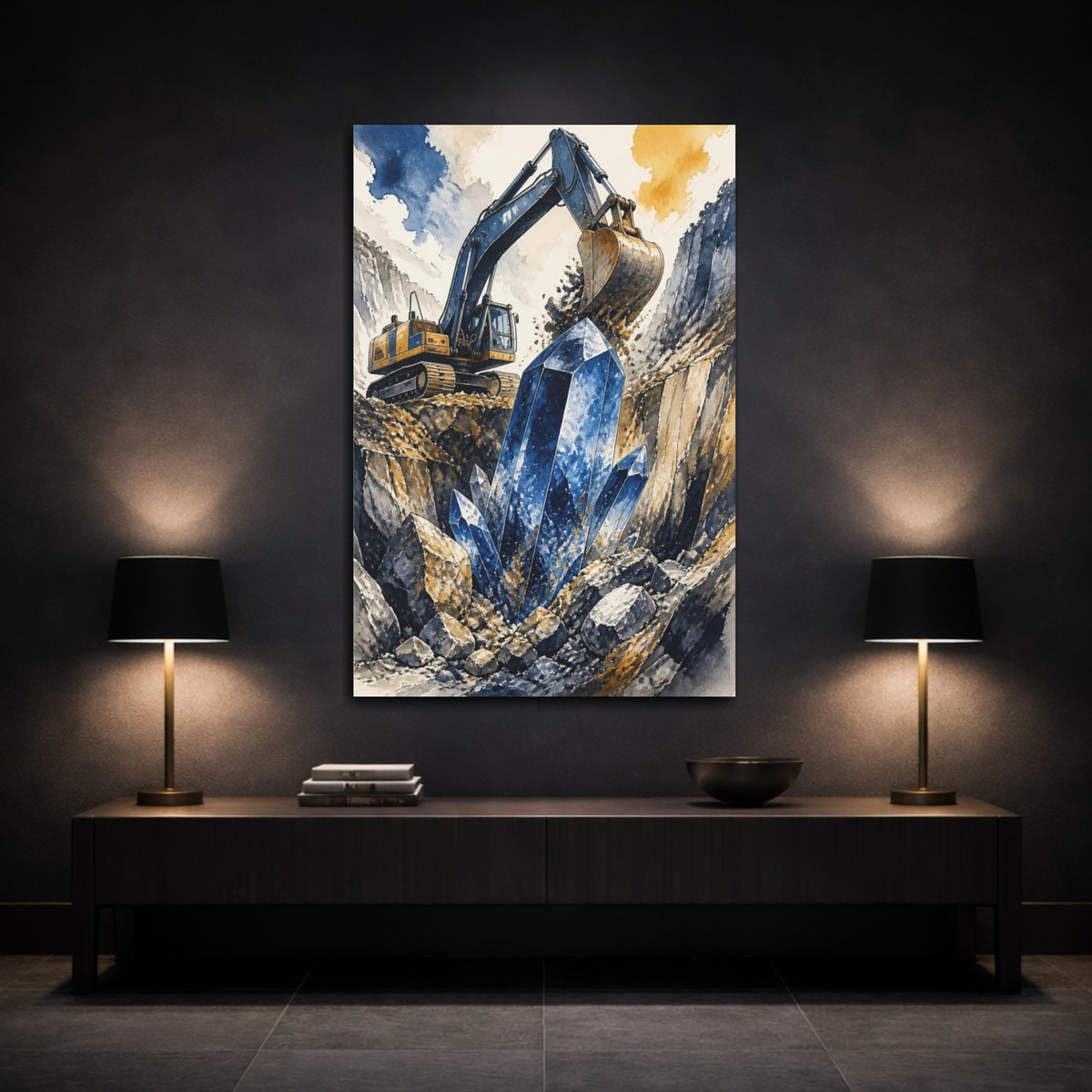 Mockup 3. Kids Excavator And Crystal shown as canvas print