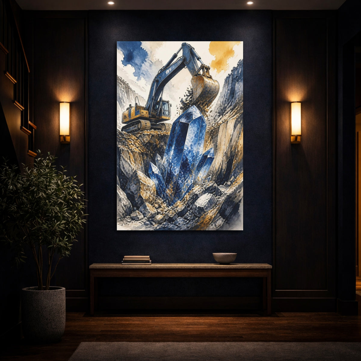 Mockup 4. Kids Excavator And Crystal shown as canvas print