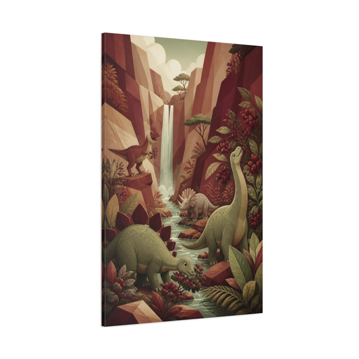 Side Mockup 1. Kids Friendly Dinosaurs shown as canvas print