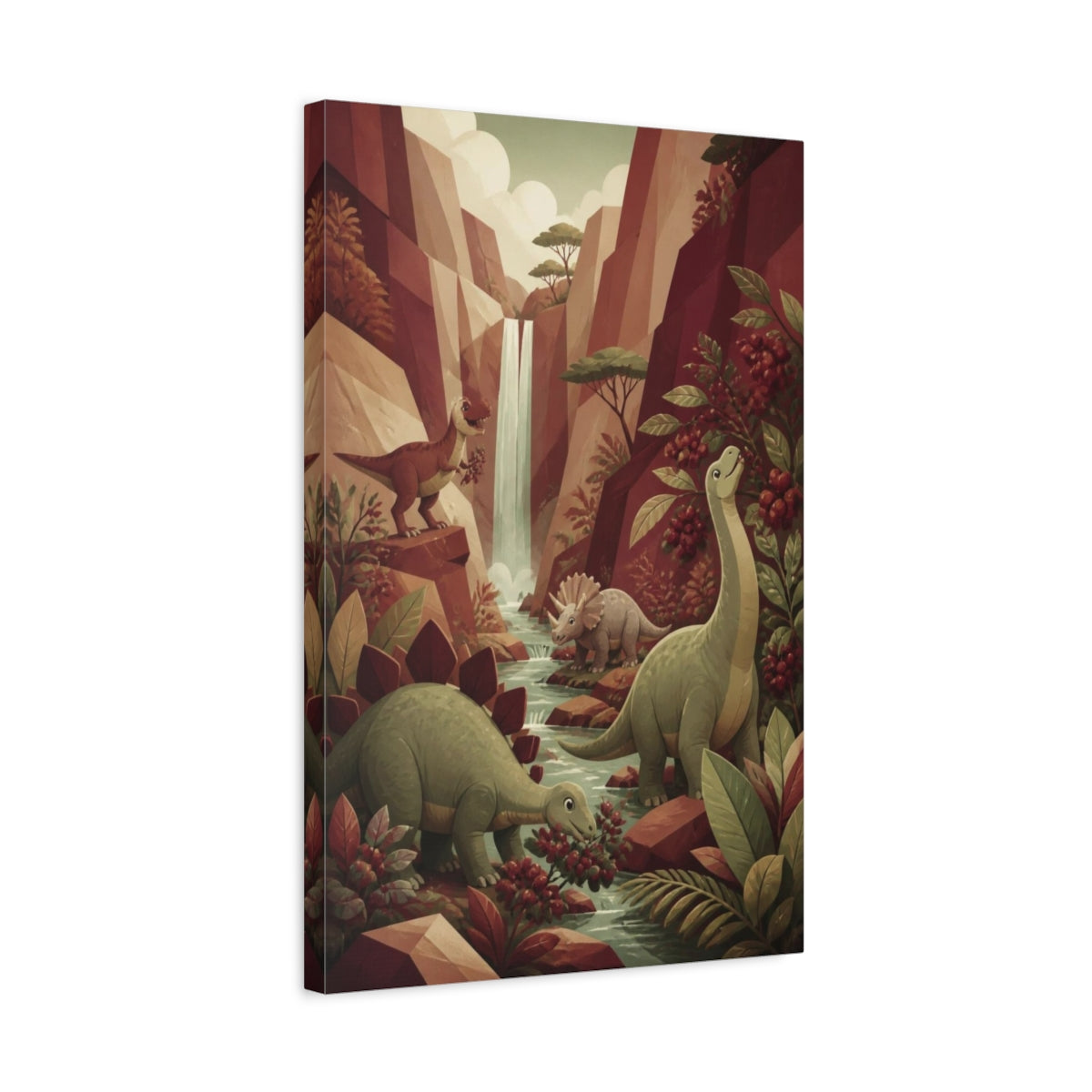 Side Mockup 3. Kids Friendly Dinosaurs shown as canvas print