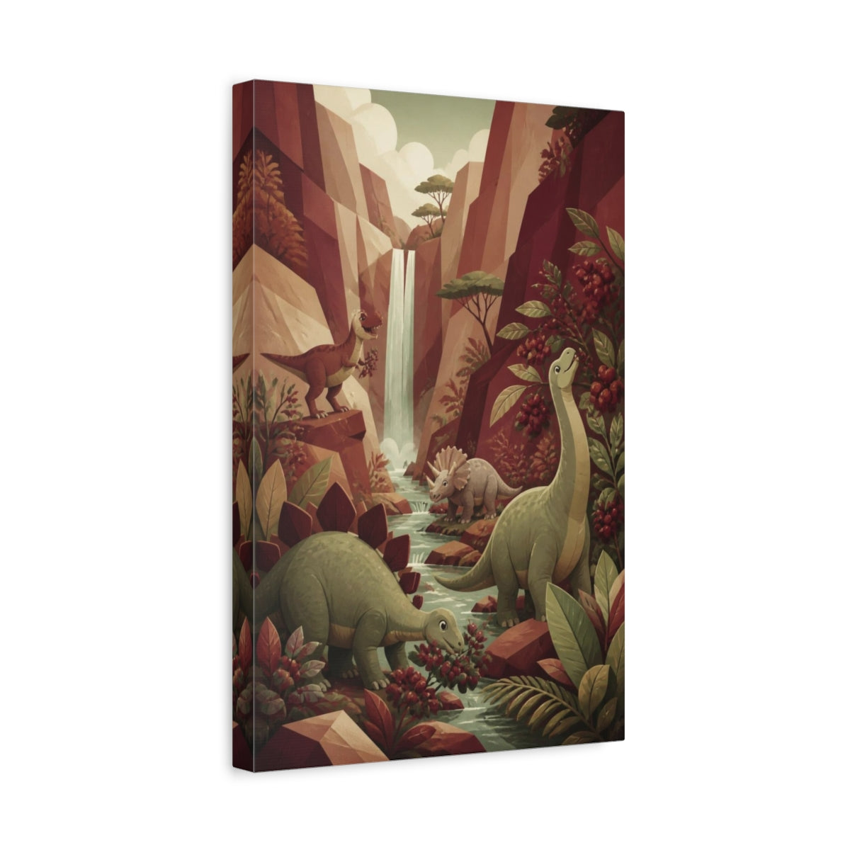 Side Mockup 4. Kids Friendly Dinosaurs shown as canvas print