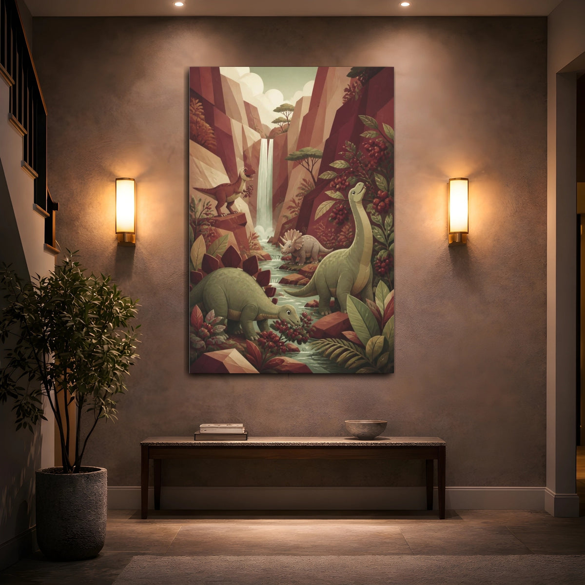 Mockup 2. Kids Friendly Dinosaurs shown as canvas print