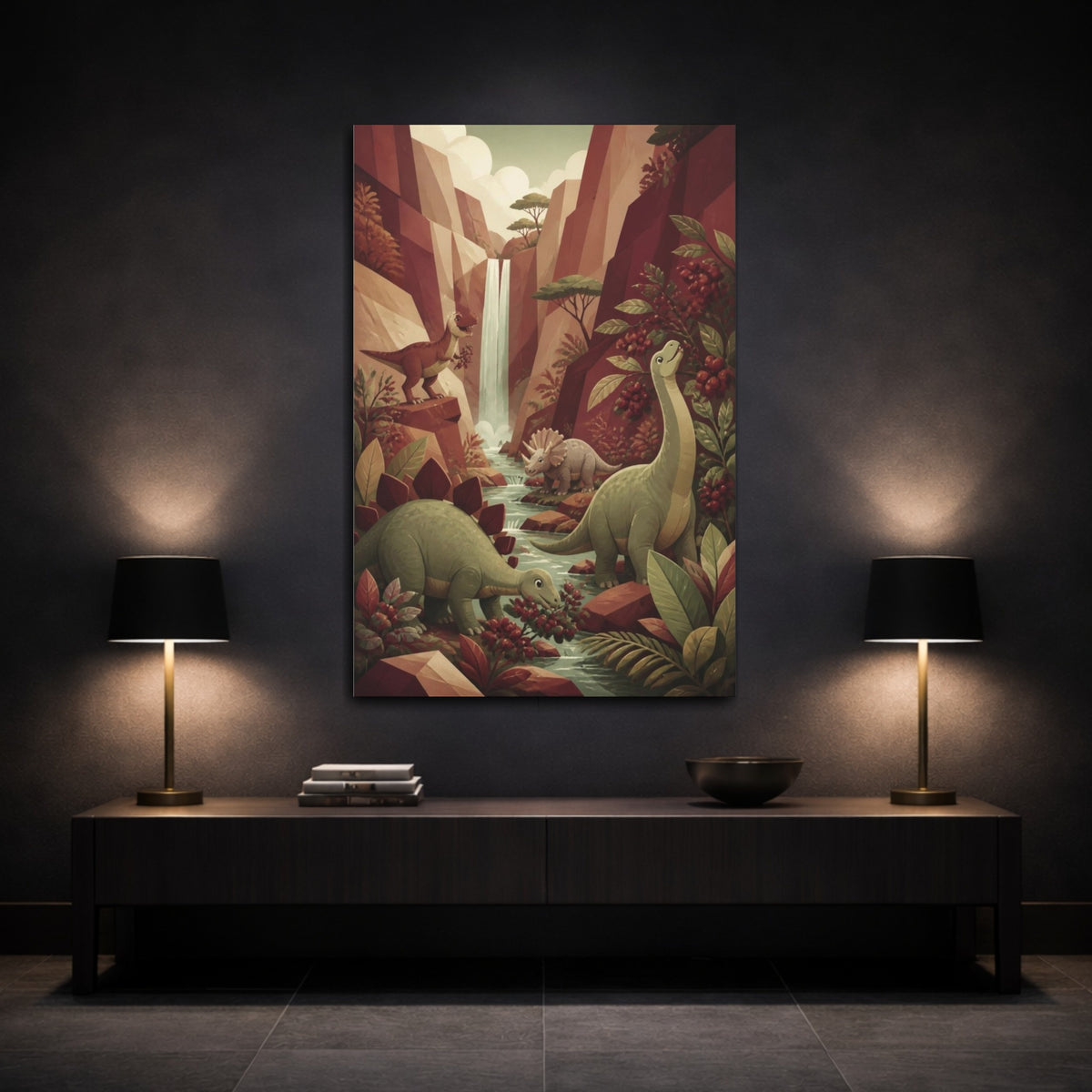 Mockup 3. Kids Friendly Dinosaurs shown as canvas print