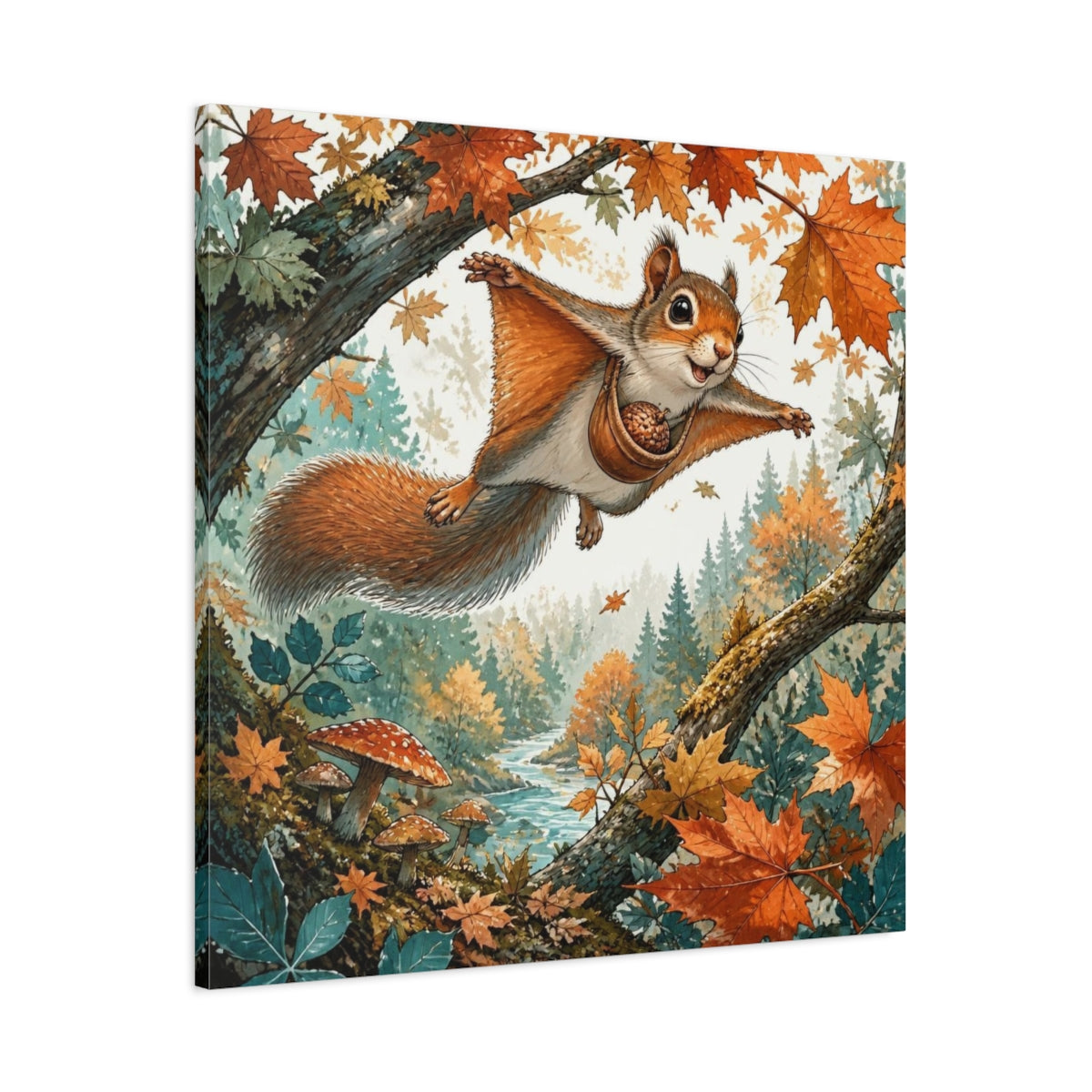 Main Mockup. Kids Gliding Squirrel shown as canvas print