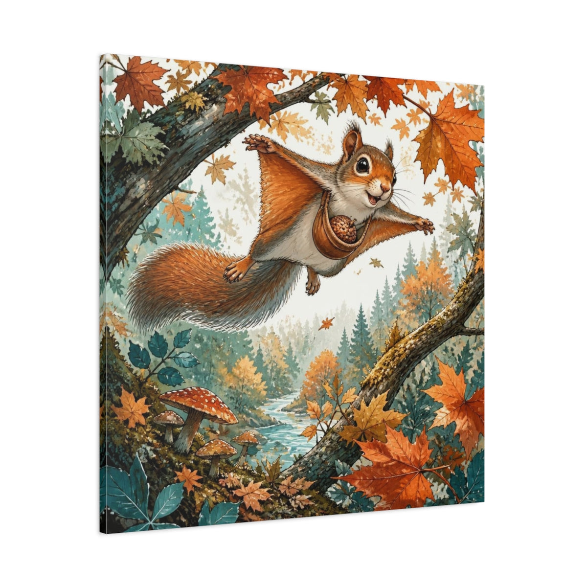 Side Mockup 1. Kids Gliding Squirrel shown as canvas print