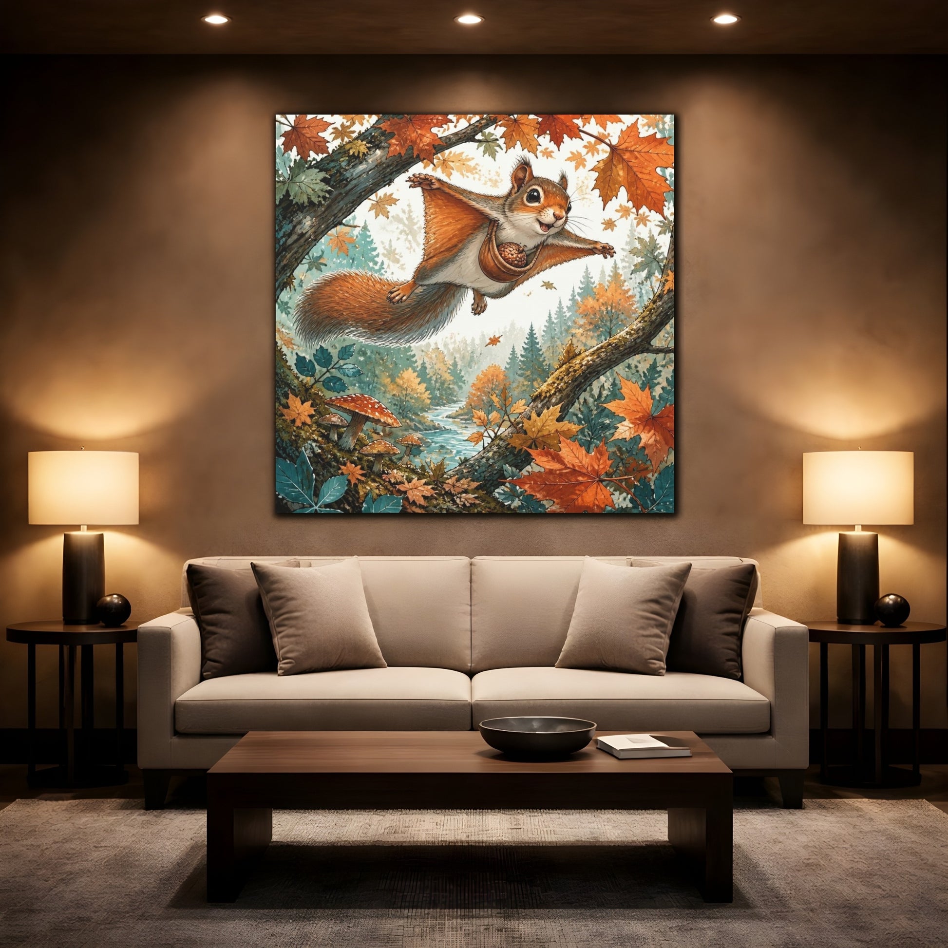Mockup 2. Kids Gliding Squirrel shown as canvas print