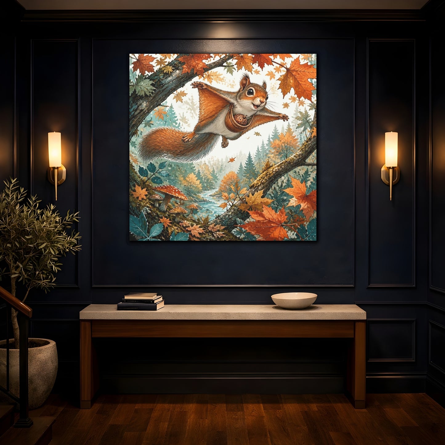 Mockup 4. Kids Gliding Squirrel shown as canvas print
