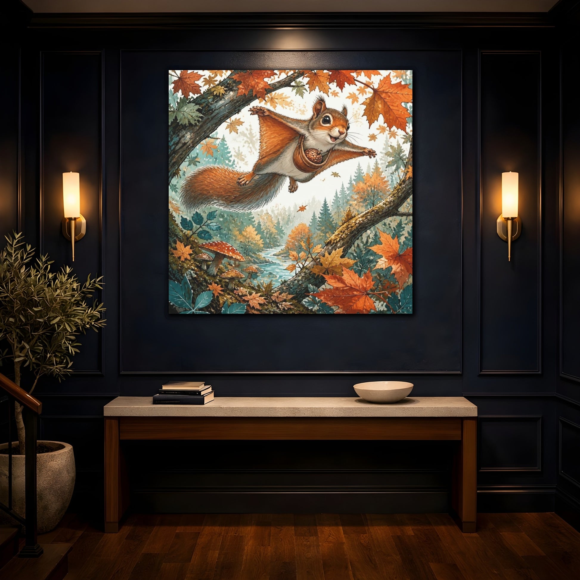 Mockup 4. Kids Gliding Squirrel shown as canvas print