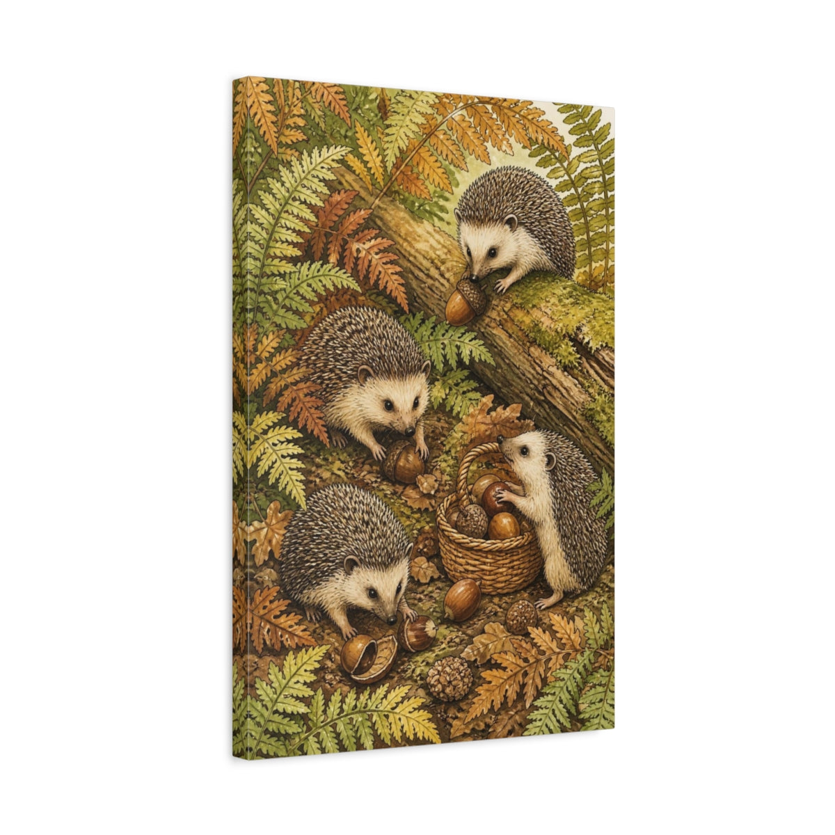 Side Mockup 3. Kids Hedgehog Harvest shown as canvas print
