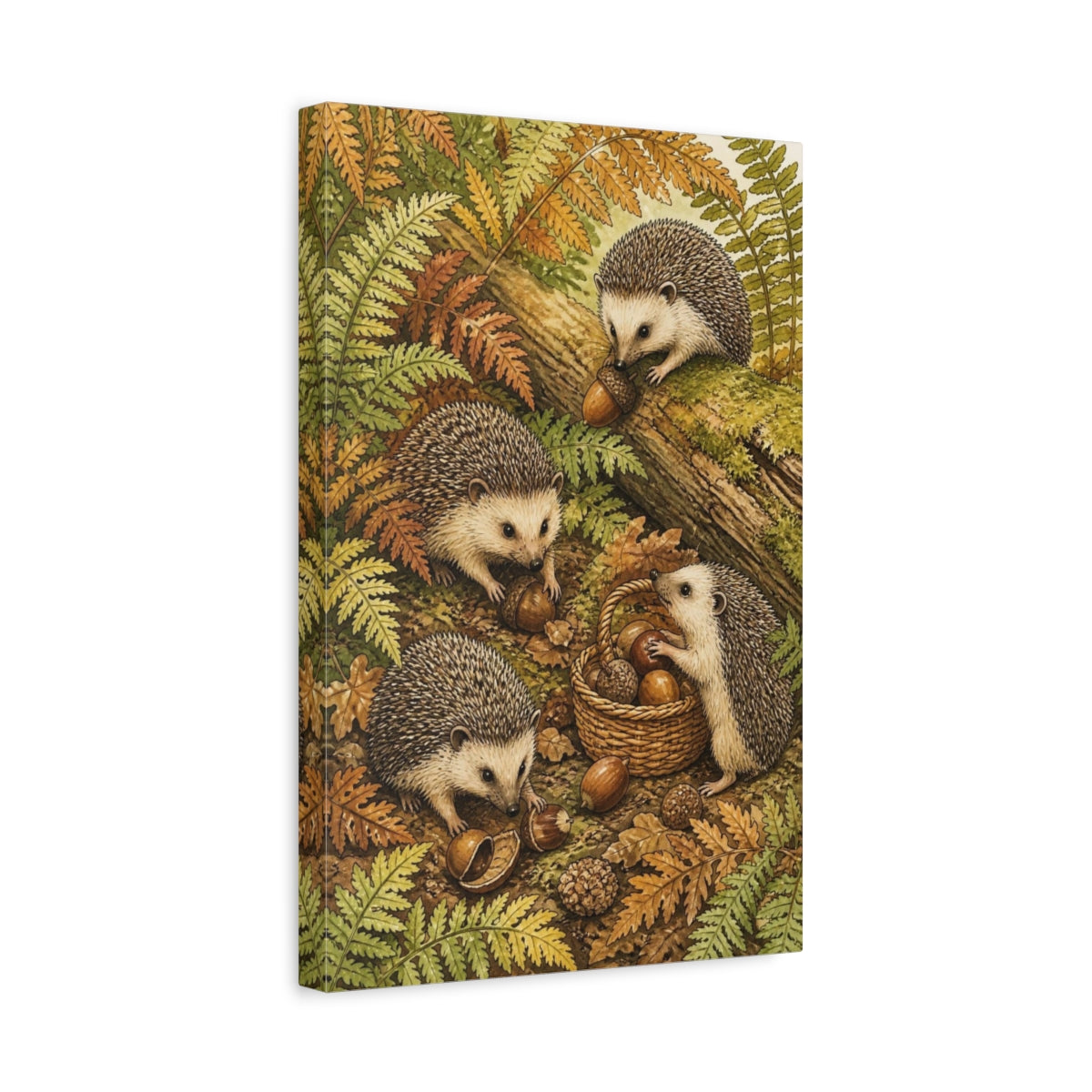 Side Mockup 4. Kids Hedgehog Harvest shown as canvas print