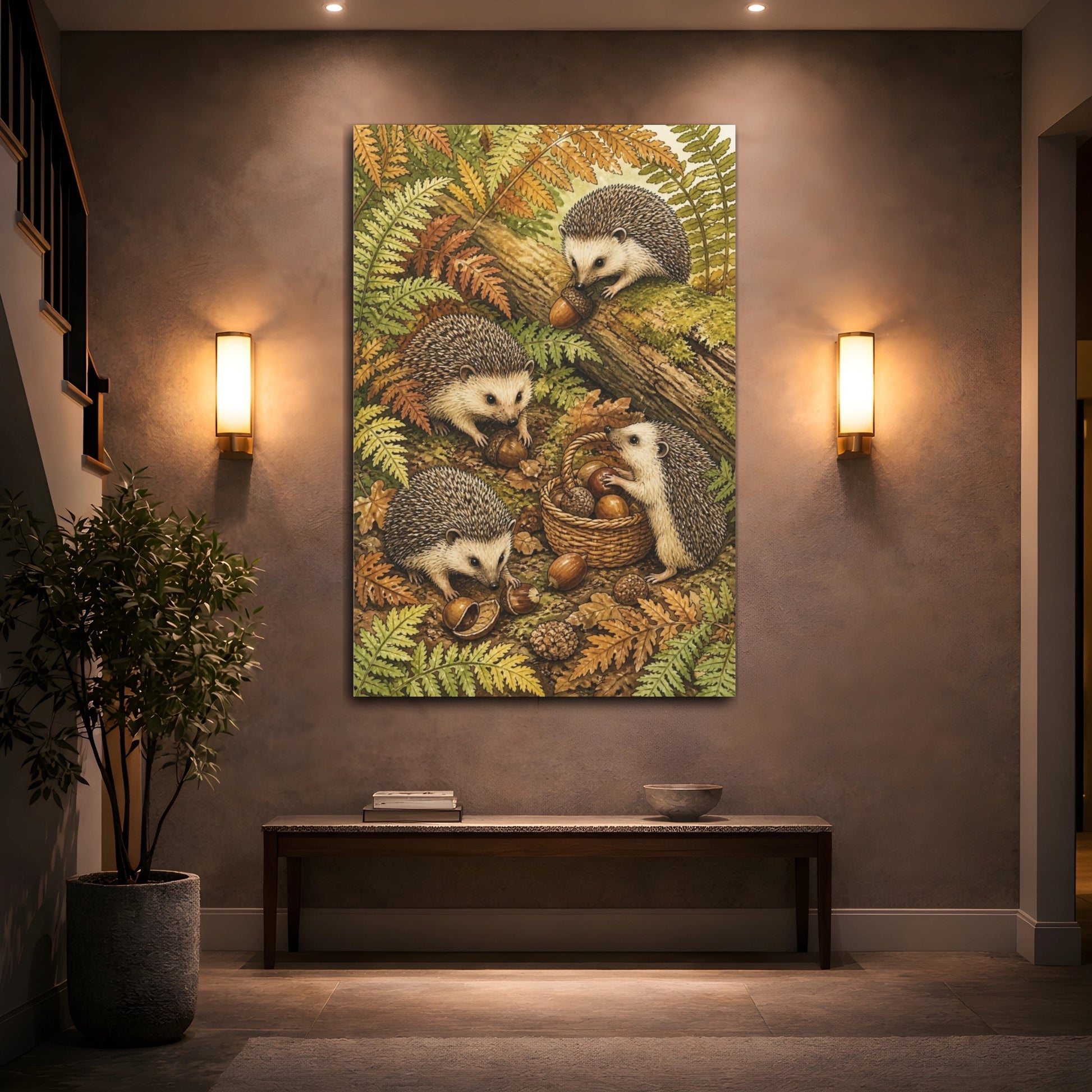 Mockup 2. Kids Hedgehog Harvest shown as canvas print