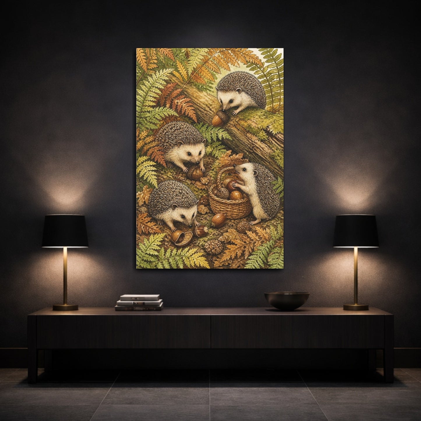 Mockup 3. Kids Hedgehog Harvest shown as canvas print