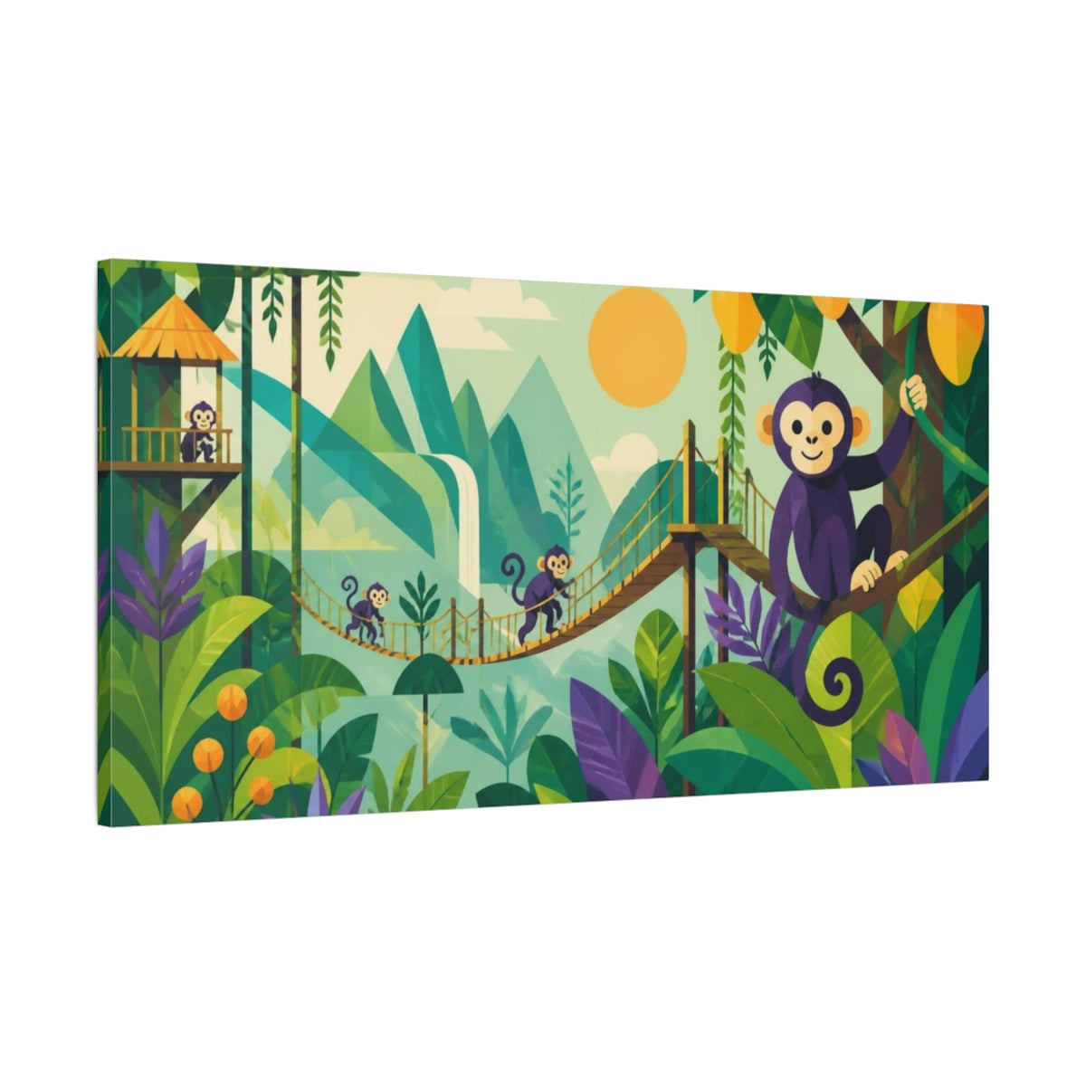 Main Mockup. Kids Jungle Monkey Adventure shown as canvas print