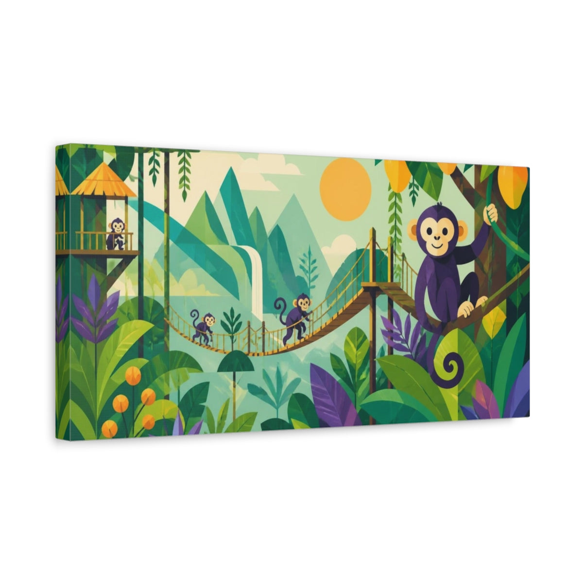 Side Mockup 3. Kids Jungle Monkey Adventure shown as canvas print