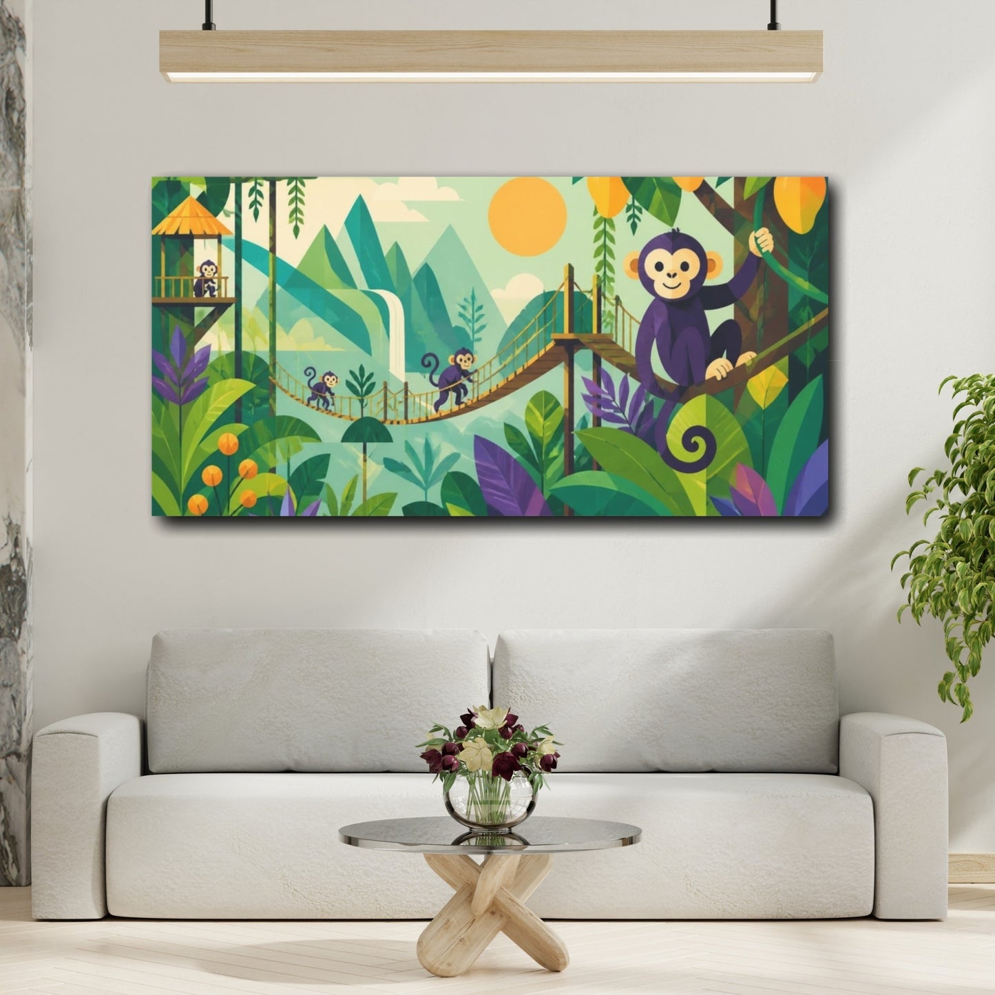 Mockup 2. Kids Jungle Monkey Adventure shown as canvas print