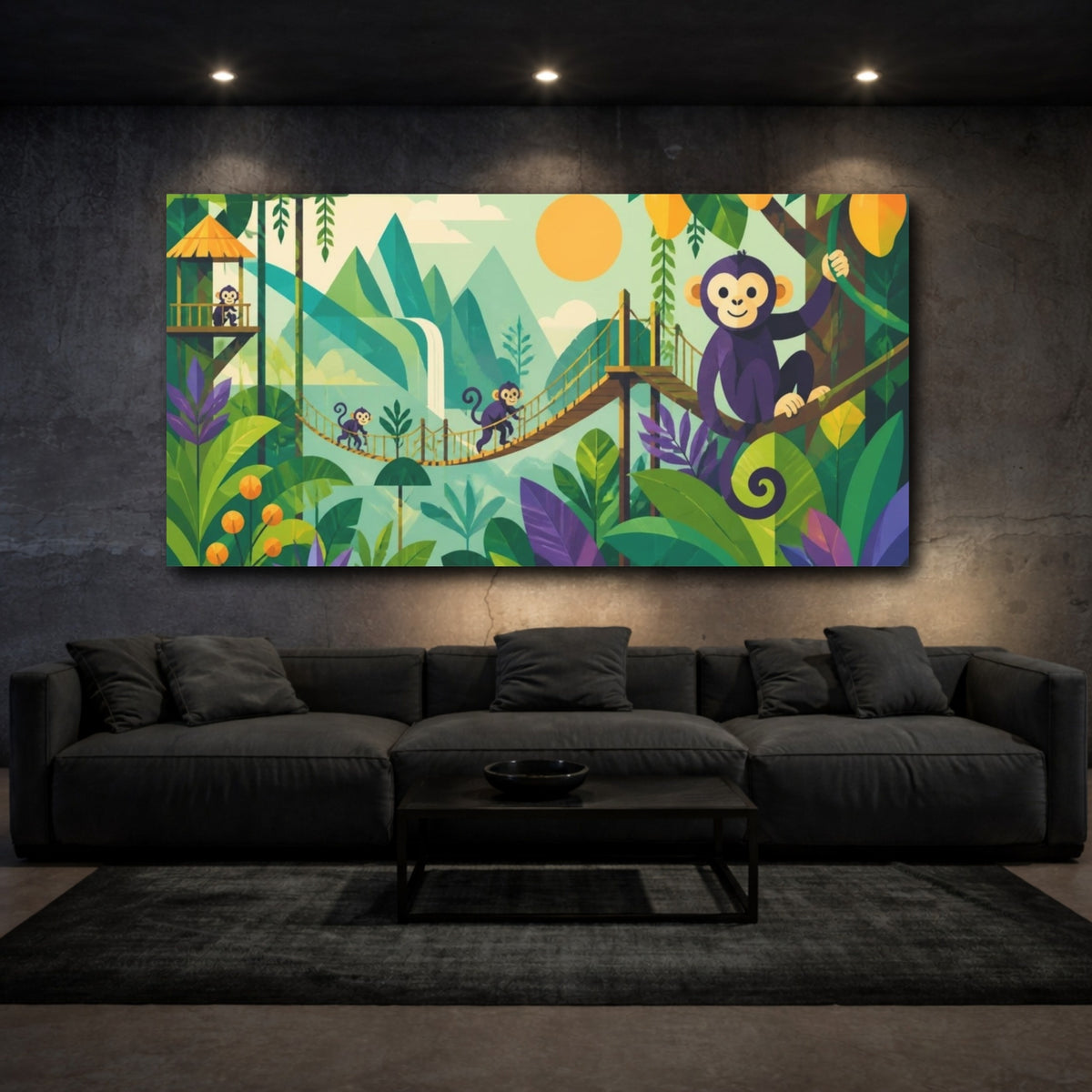Mockup 3. Kids Jungle Monkey Adventure shown as canvas print