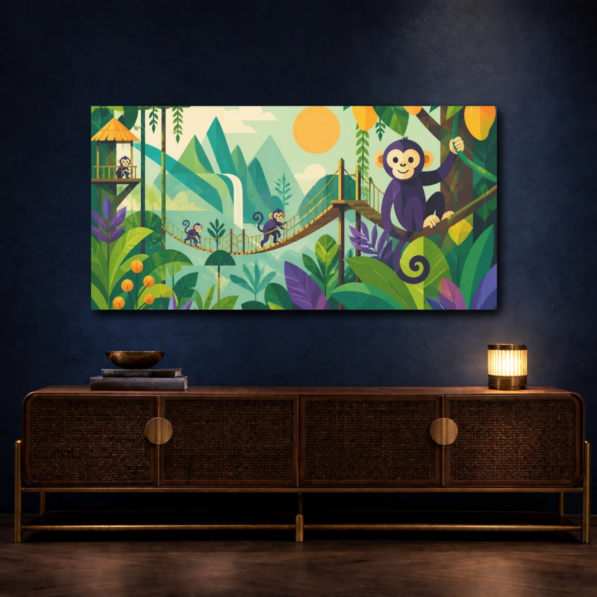 Mockup 4. Kids Jungle Monkey Adventure shown as canvas print