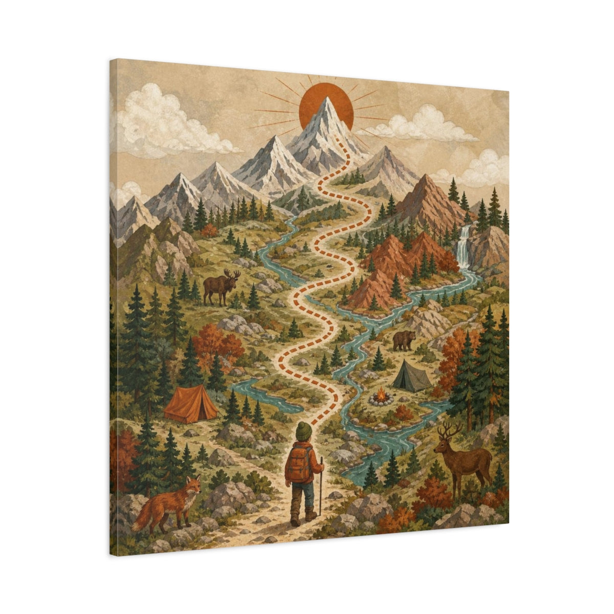 Main Mockup. Kids Mountain Trail Adventure shown as canvas print