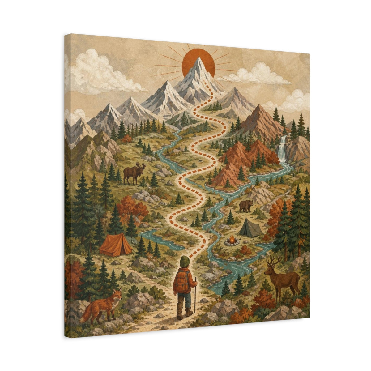 Side Mockup 4. Kids Mountain Trail Adventure shown as canvas print