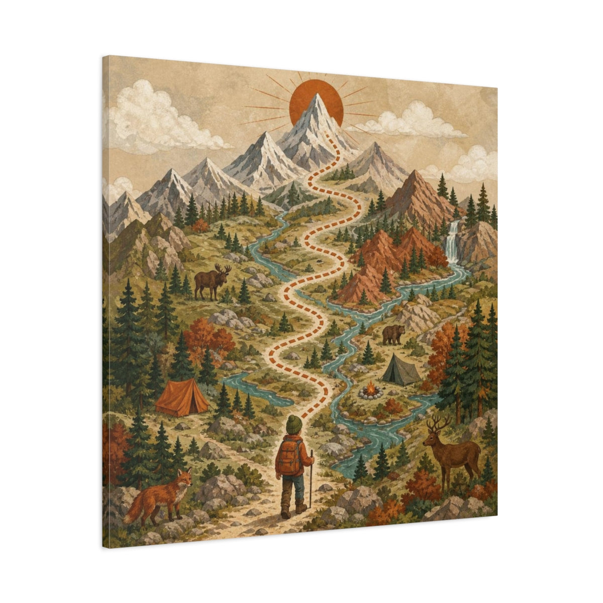Side Mockup 1. Kids Mountain Trail Adventure shown as canvas print