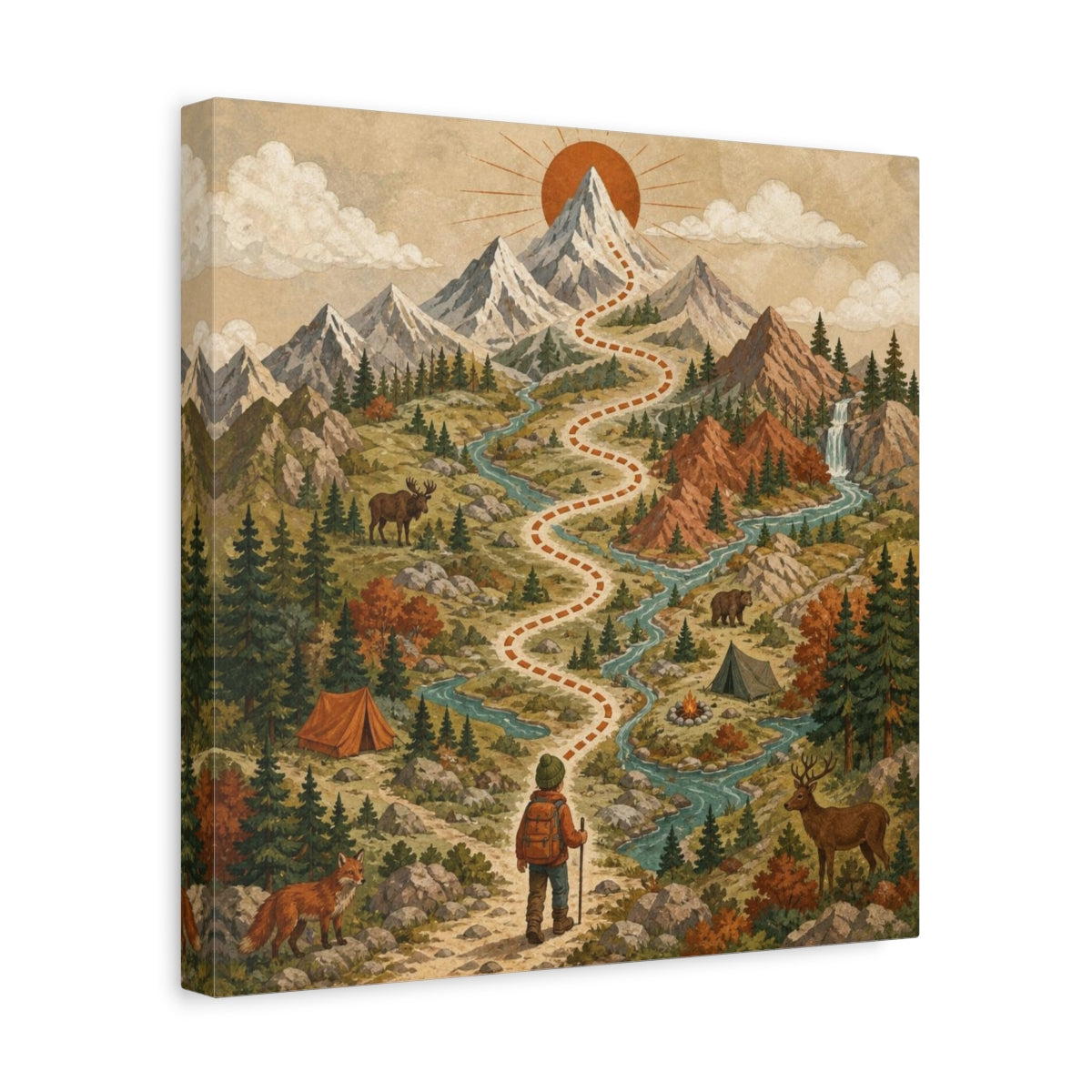 Side Mockup 7. Kids Mountain Trail Adventure shown as canvas print
