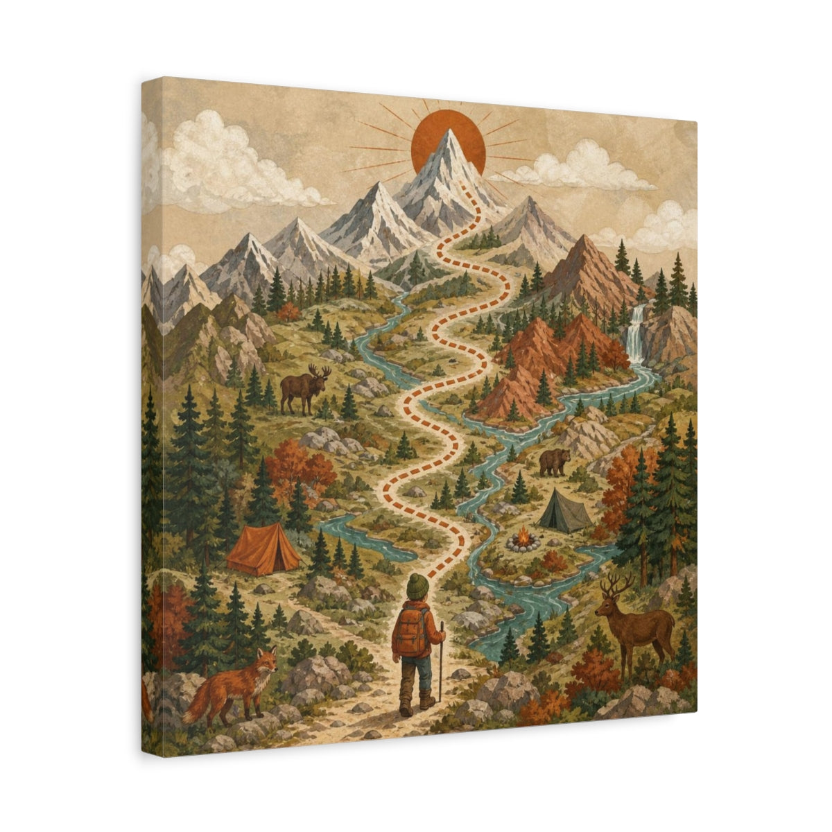 Side Mockup 6. Kids Mountain Trail Adventure shown as canvas print