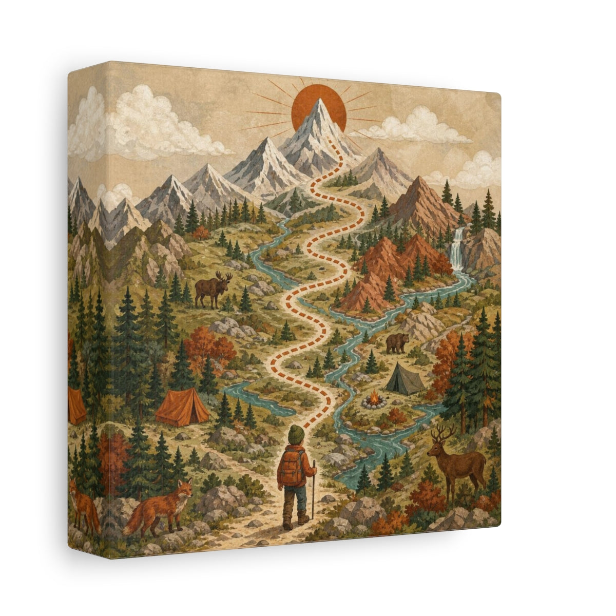 Side Mockup 2. Kids Mountain Trail Adventure shown as canvas print