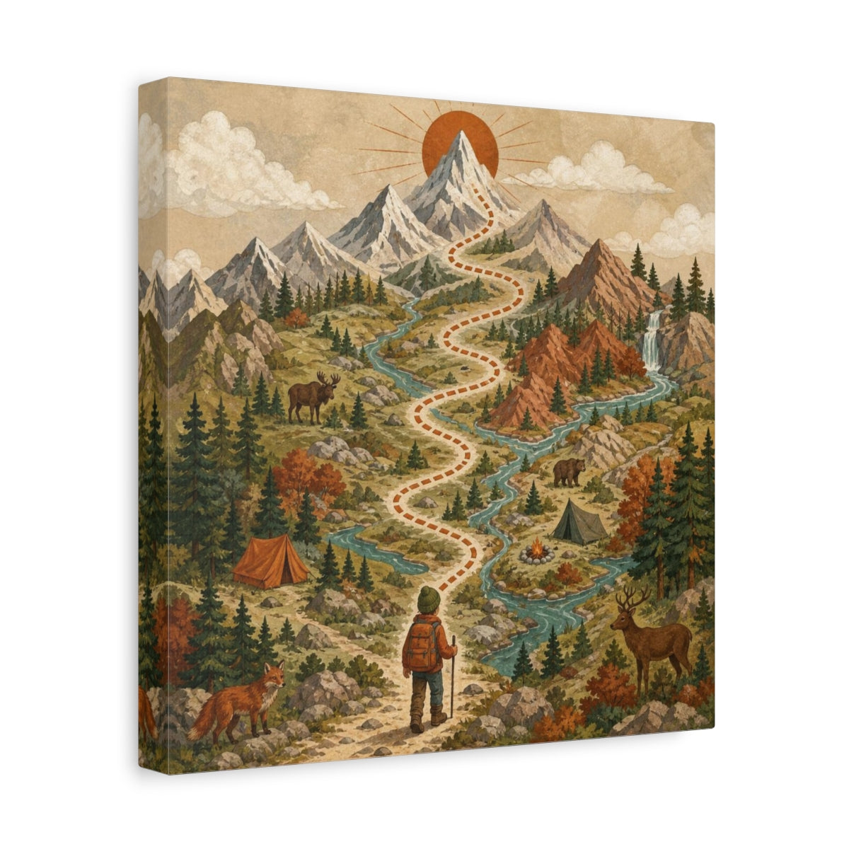 Side Mockup 8. Kids Mountain Trail Adventure shown as canvas print