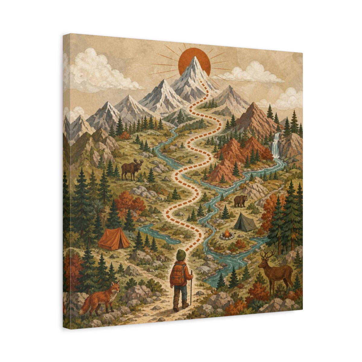 Side Mockup 5. Kids Mountain Trail Adventure shown as canvas print