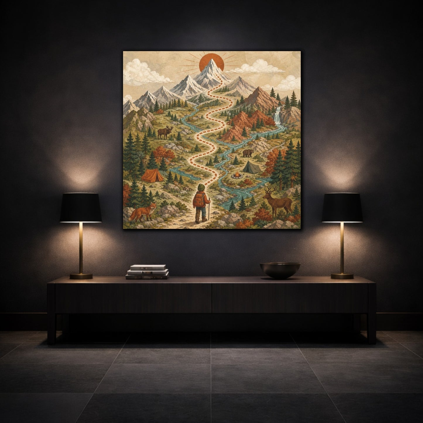 Mockup 3. Kids Mountain Trail Adventure shown as canvas print