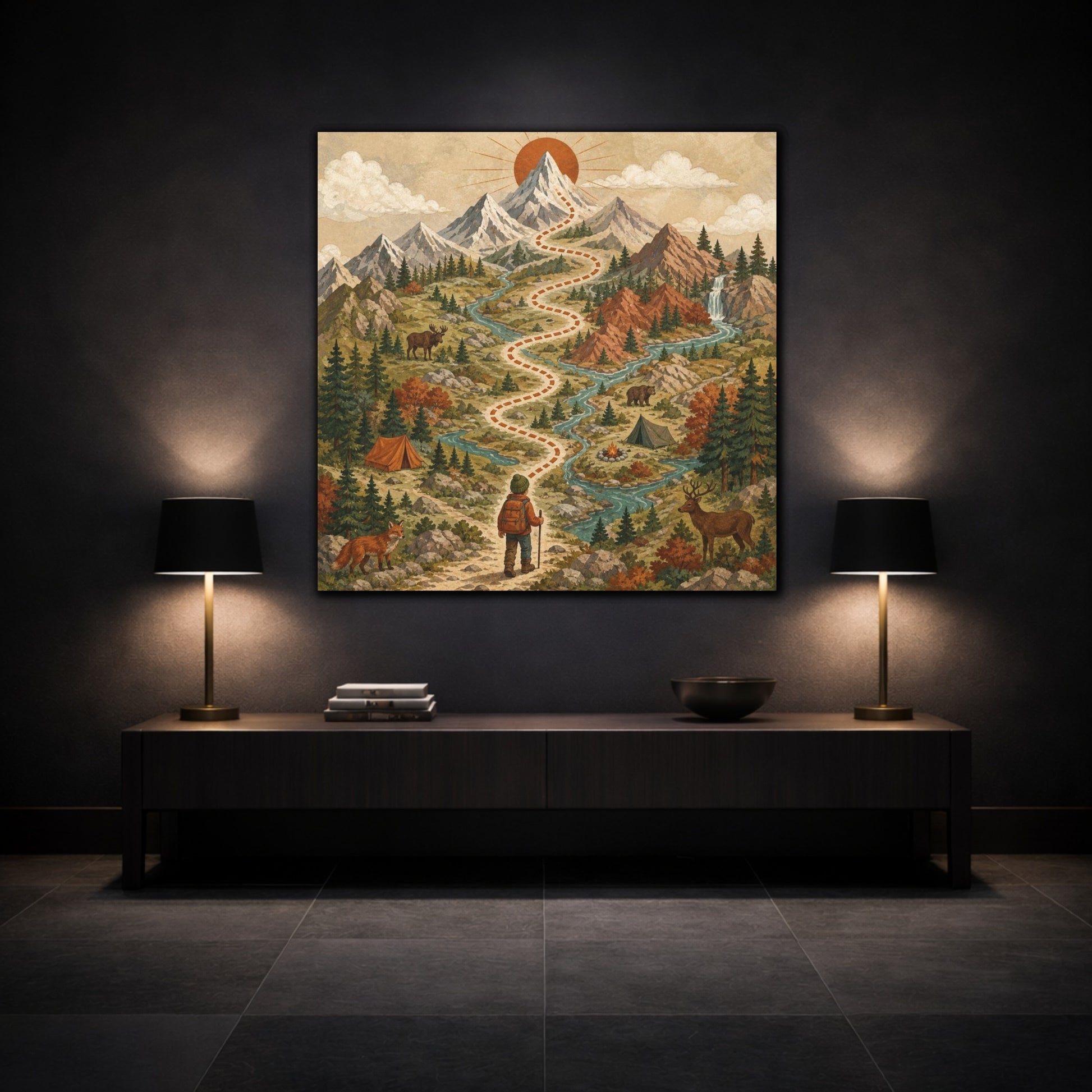 Mockup 3. Kids Mountain Trail Adventure shown as canvas print