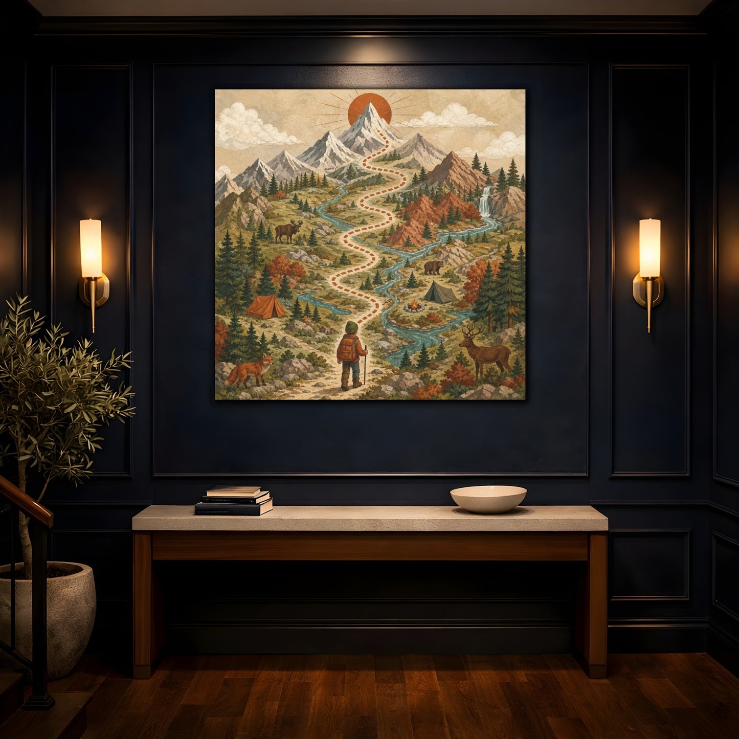 Mockup 4. Kids Mountain Trail Adventure shown as canvas print