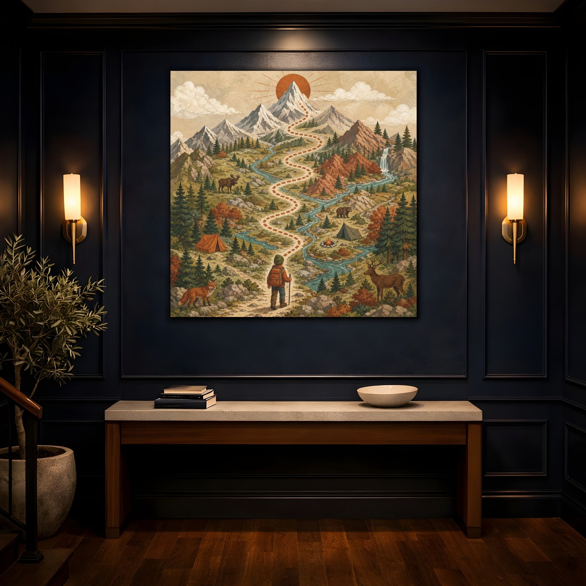 Mockup 4. Kids Mountain Trail Adventure shown as canvas print
