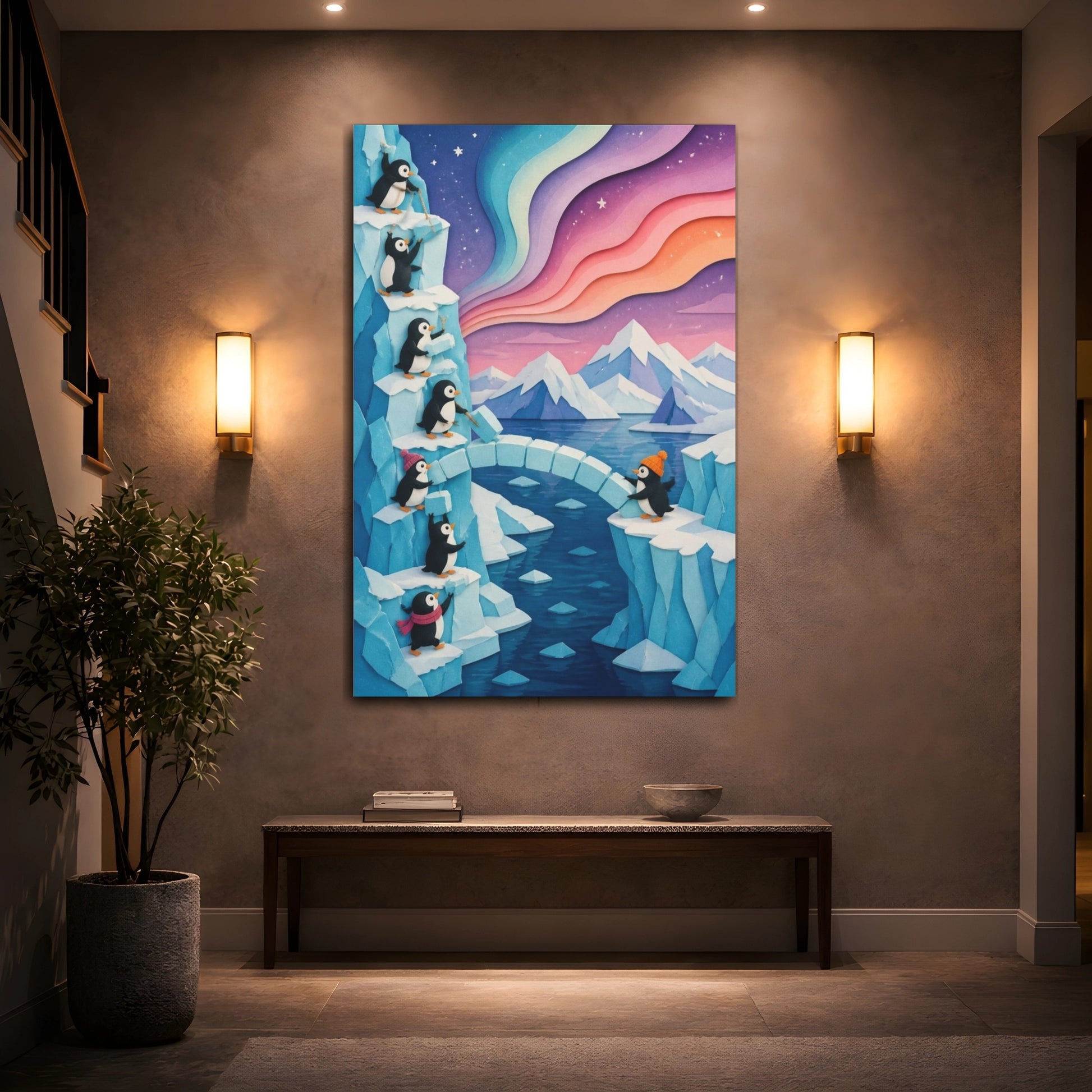 Mockup 2. Kids Penguin Ice Bridge shown as canvas print