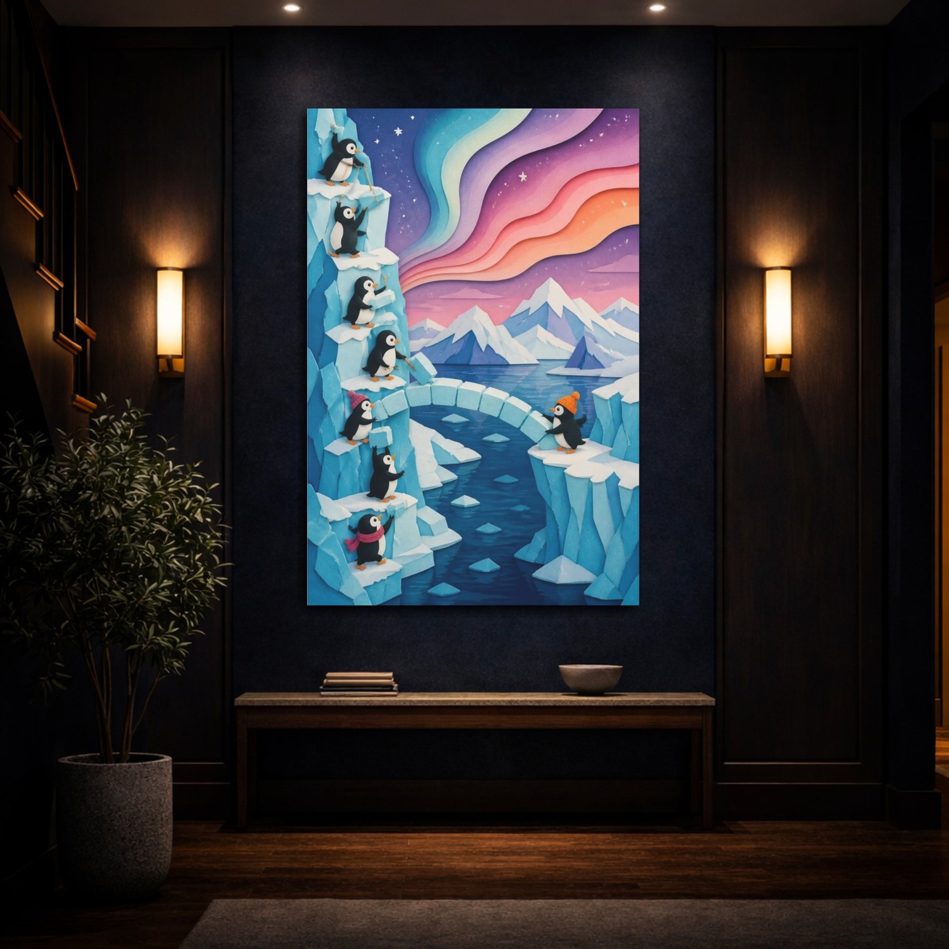 Mockup 4. Kids Penguin Ice Bridge shown as canvas print