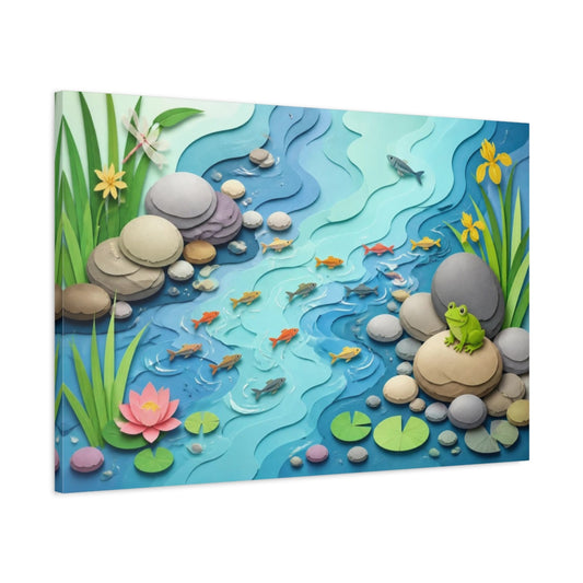 Main Mockup. Kids Pond Friends shown as canvas print