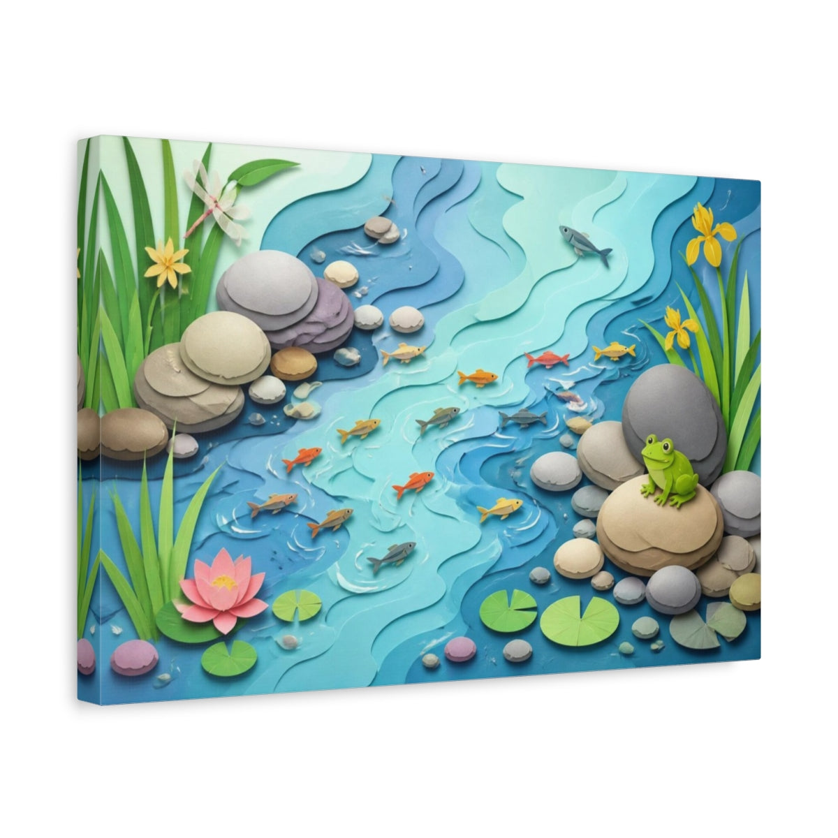 Side Mockup 4. Kids Pond Friends shown as canvas print