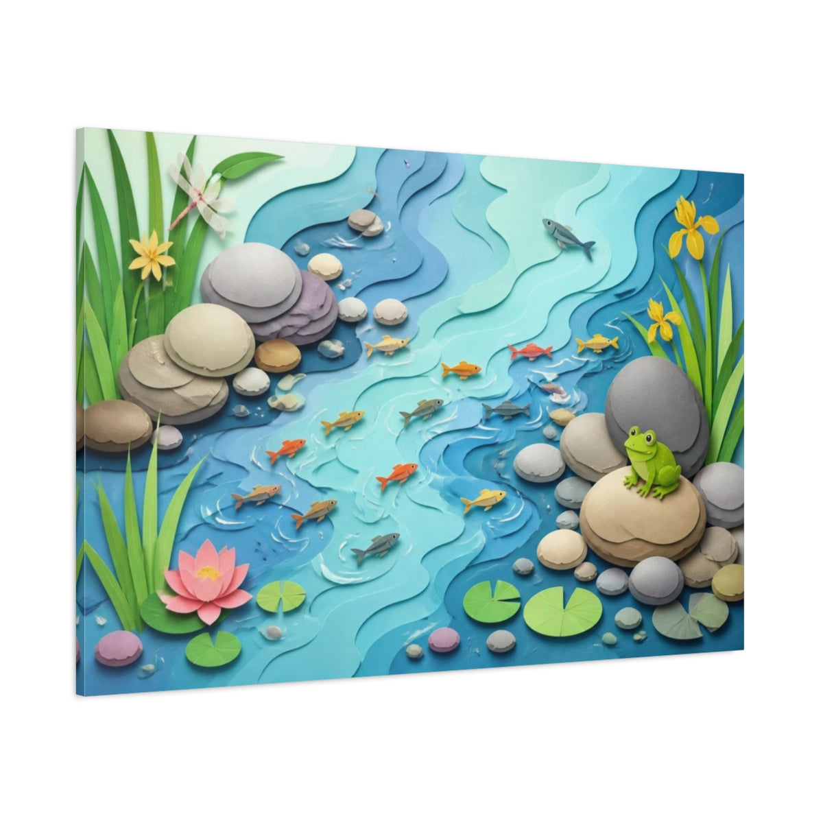 Side Mockup 1. Kids Pond Friends shown as canvas print