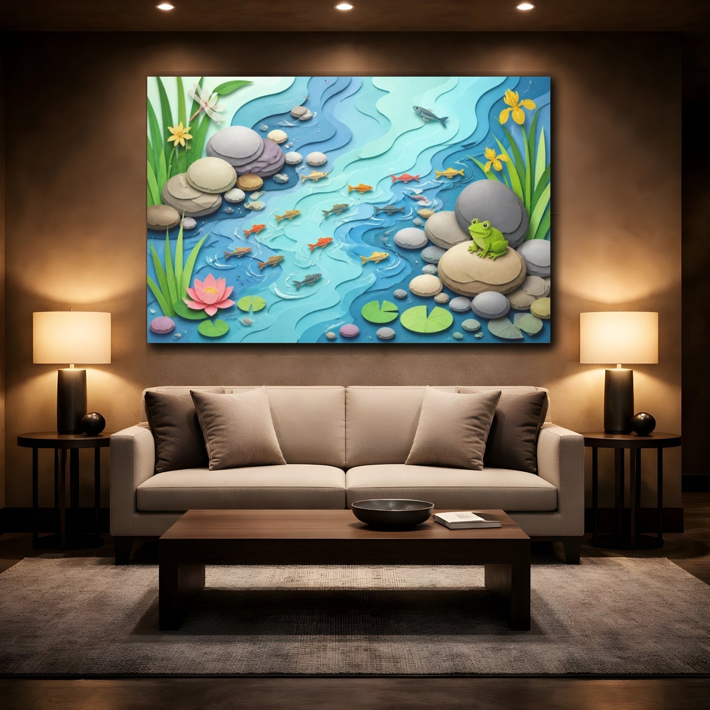 Mockup 2. Kids Pond Friends shown as canvas print