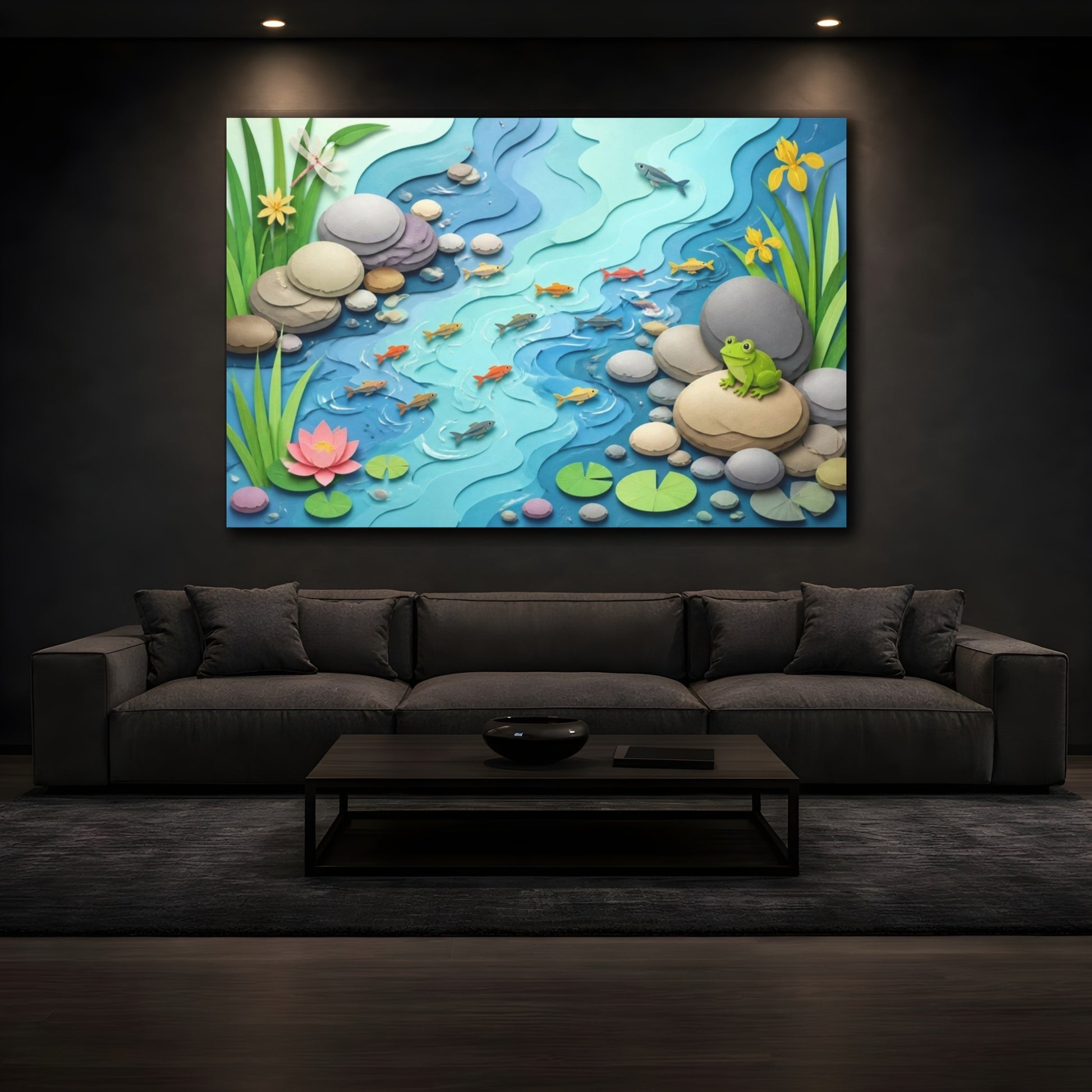 Mockup 3. Kids Pond Friends shown as canvas print
