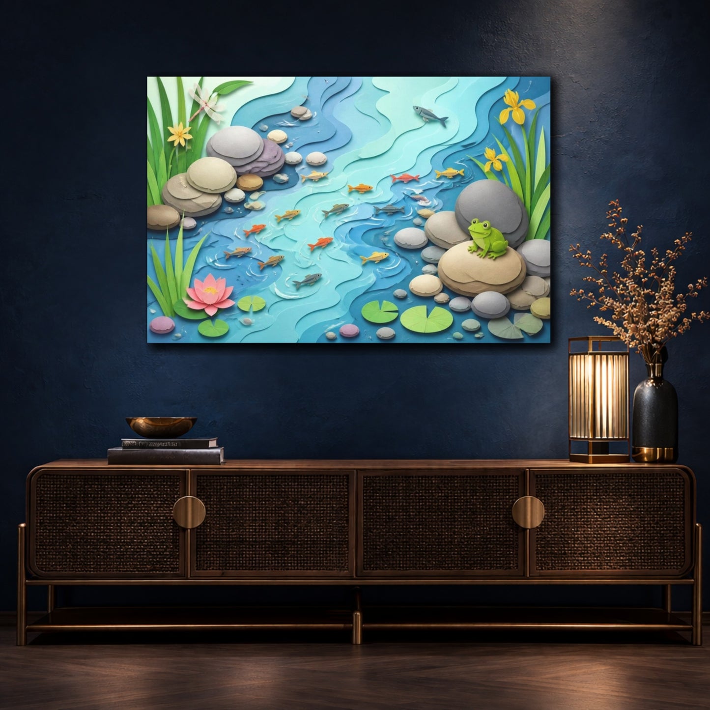 Mockup 4. Kids Pond Friends shown as canvas print
